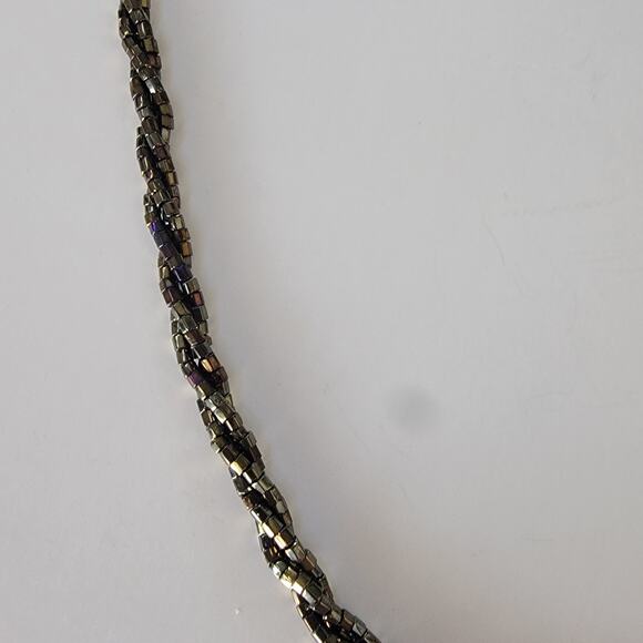 Vintage Black Gold Beaded Twist Necklace 26 Inch Long Sparkle Statement Jewelry - Picture 2 of 10